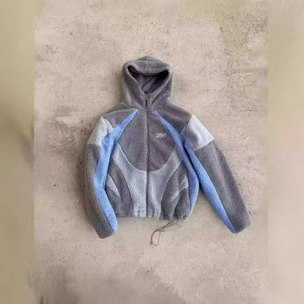 Men's Clothing Contrast Color Lapel Men's And Women's Polar Fleece Zipper Letter Embroidery Warm_voghion.com