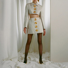 小众轻奢高级感小香风两件套2025秋冬新款女装金属扣衬衫短裙套装