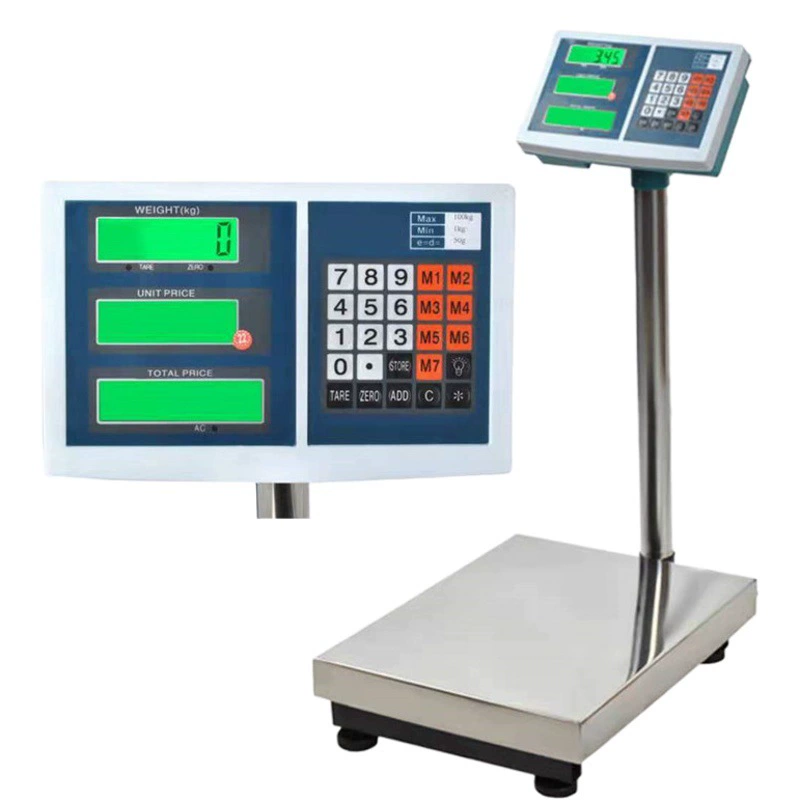 Электронные весы 100 кг/300 кг/кг Электронные платформенные весы для взвешивания и ценообразования Электронные платформенные весы