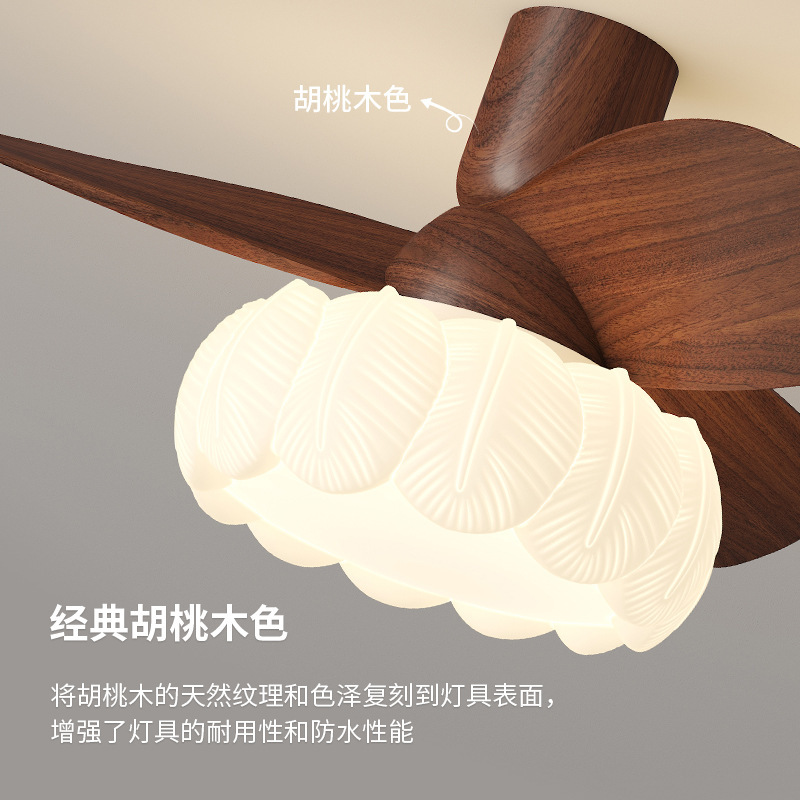 原木风扇灯2025年新款中古风餐厅风扇灯家用静音直叶扇中山灯具|undefined