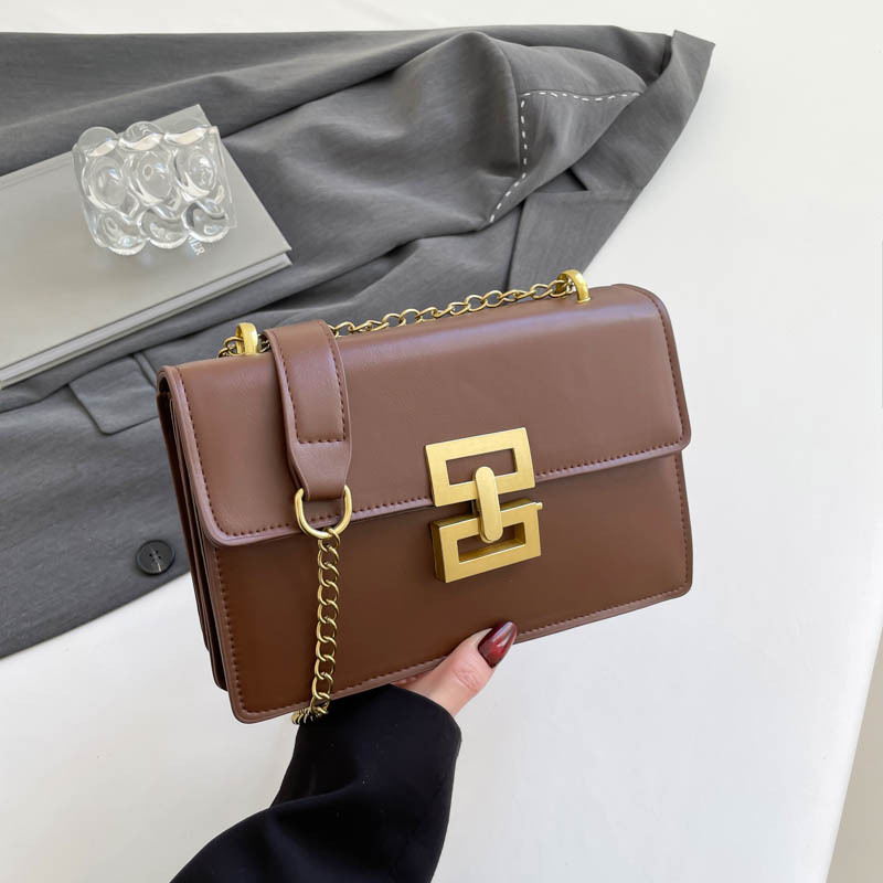 2025 nuevo bolso de hombro de tendencia bolso de mujer retro europeo y americano cadena de moda bolso cuadrado pequeño bolso de mensajero con cerradura creativa