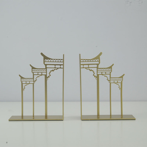 New Chinese-style metal crystal gate, book rack, modern minimalist home office soft decoration, shelf decoration