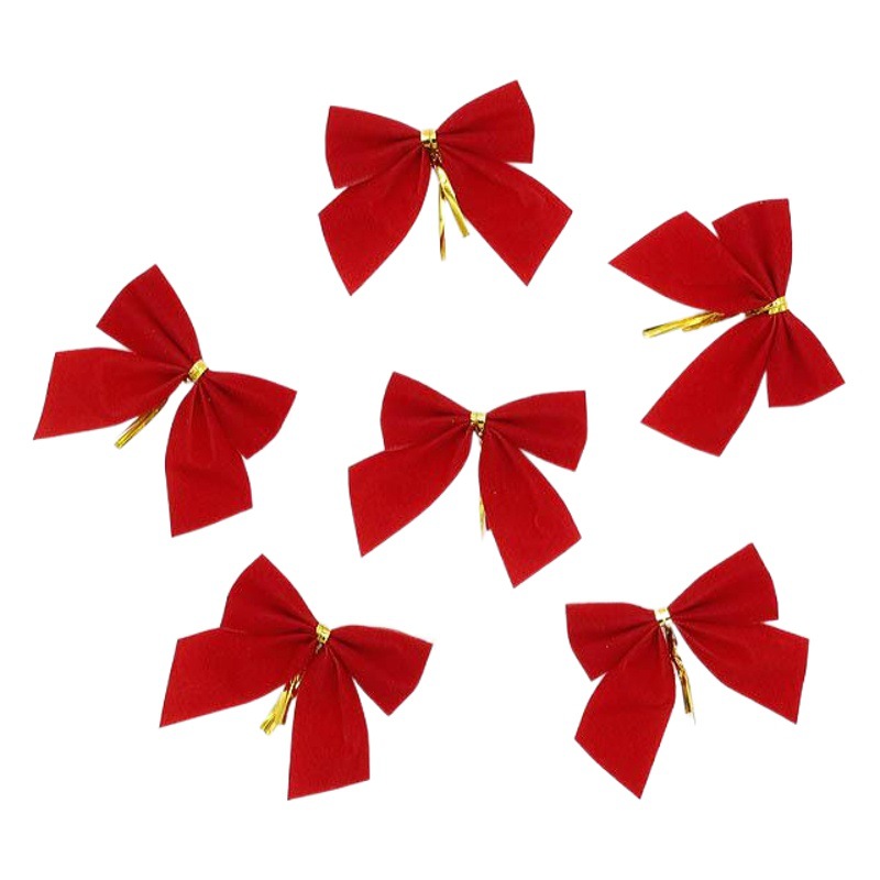 Fabricante de Navidad bowknot 5.5cm12 bowknot rojo oro y plata paño rojo árbol de Navidad decoraciones colgante