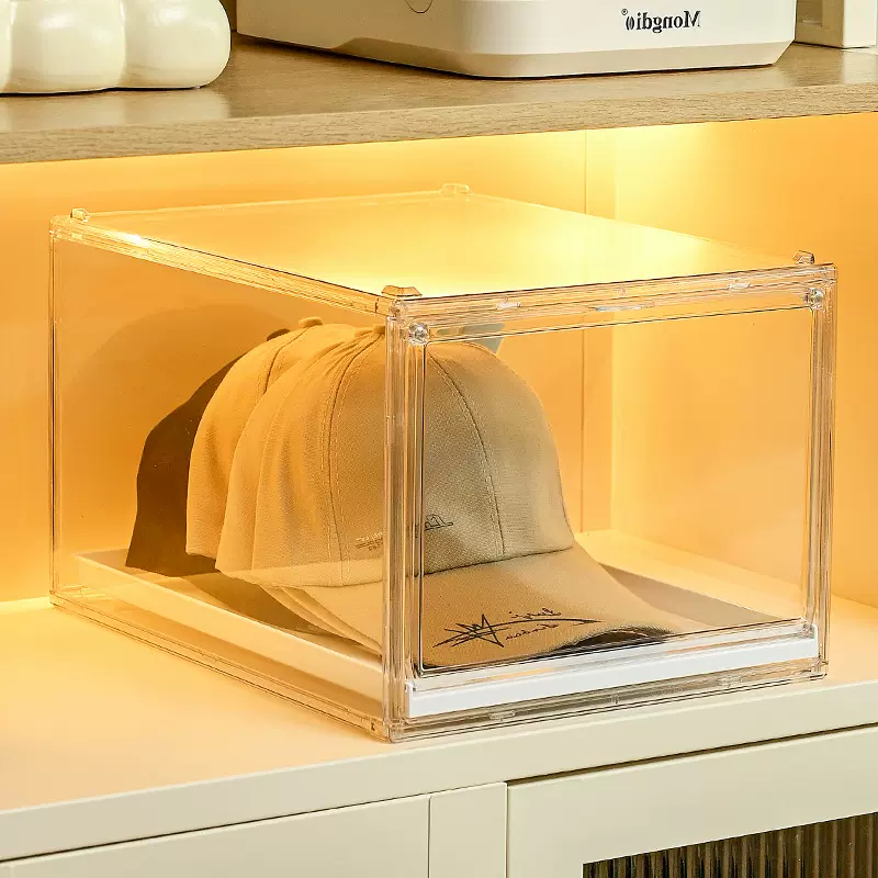透明抽屉收纳盒棒球帽子收纳盒防尘桌面收纳神器多用途储物整理箱