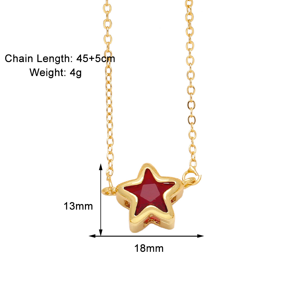 Copper Simple Style Star Plating Inlay Zircon Pendant Necklace display picture 1