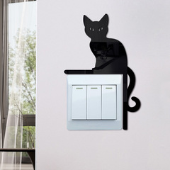 JM1104 cross-border Halloween new 3D three-dimensional cat acrylic mirror sticker home switch decorative wall sticker