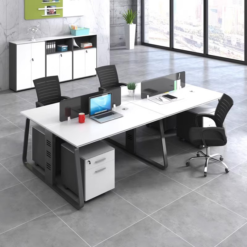 [Ventas directas de fábrica] escritorio de oficina del personal y silla combinación simple pantalla moderna titular de la tarjeta de seis personas escritorio del personal al por mayor