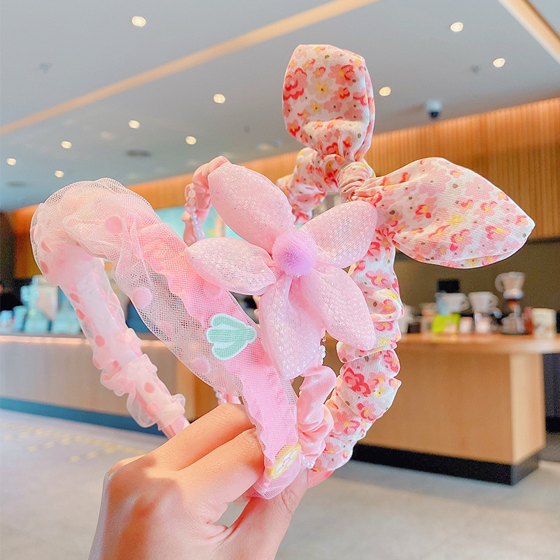 De tres piezas de los niños de la estrella Delu diadema niñas banda para el cabello las niñas no lastiman el cabello roto diadema antideslizante banda para el cabello Mujer