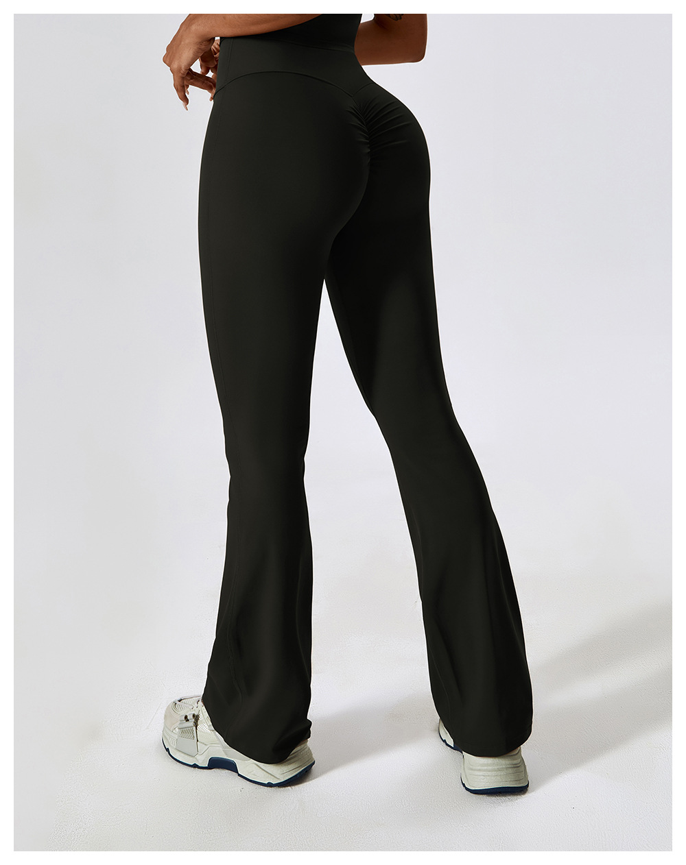 Simple Style Solid Color Nylon Spandex Pleated Active Bottoms Flared Pants display picture 25