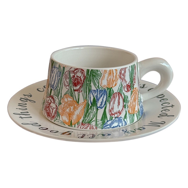 Taza de cerámica insfeng taza de café de gran capacidad taza de agua de oficina taza de desayuno de niñas de alto valor facial para el hogar