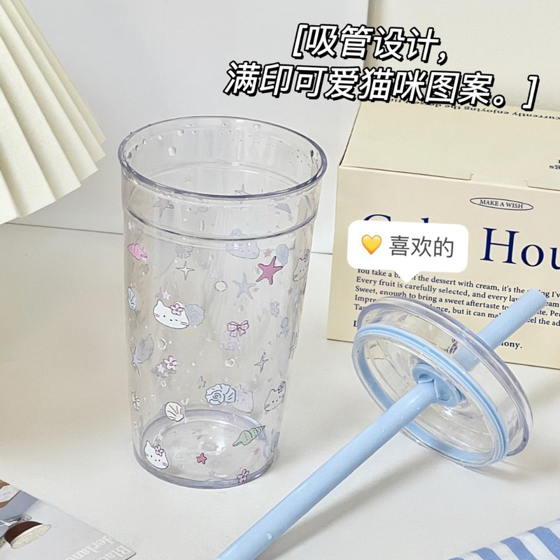 夏季塑料杯2025新款女生高颜值学生上学便携吸管杯耐高温水杯子女|undefined