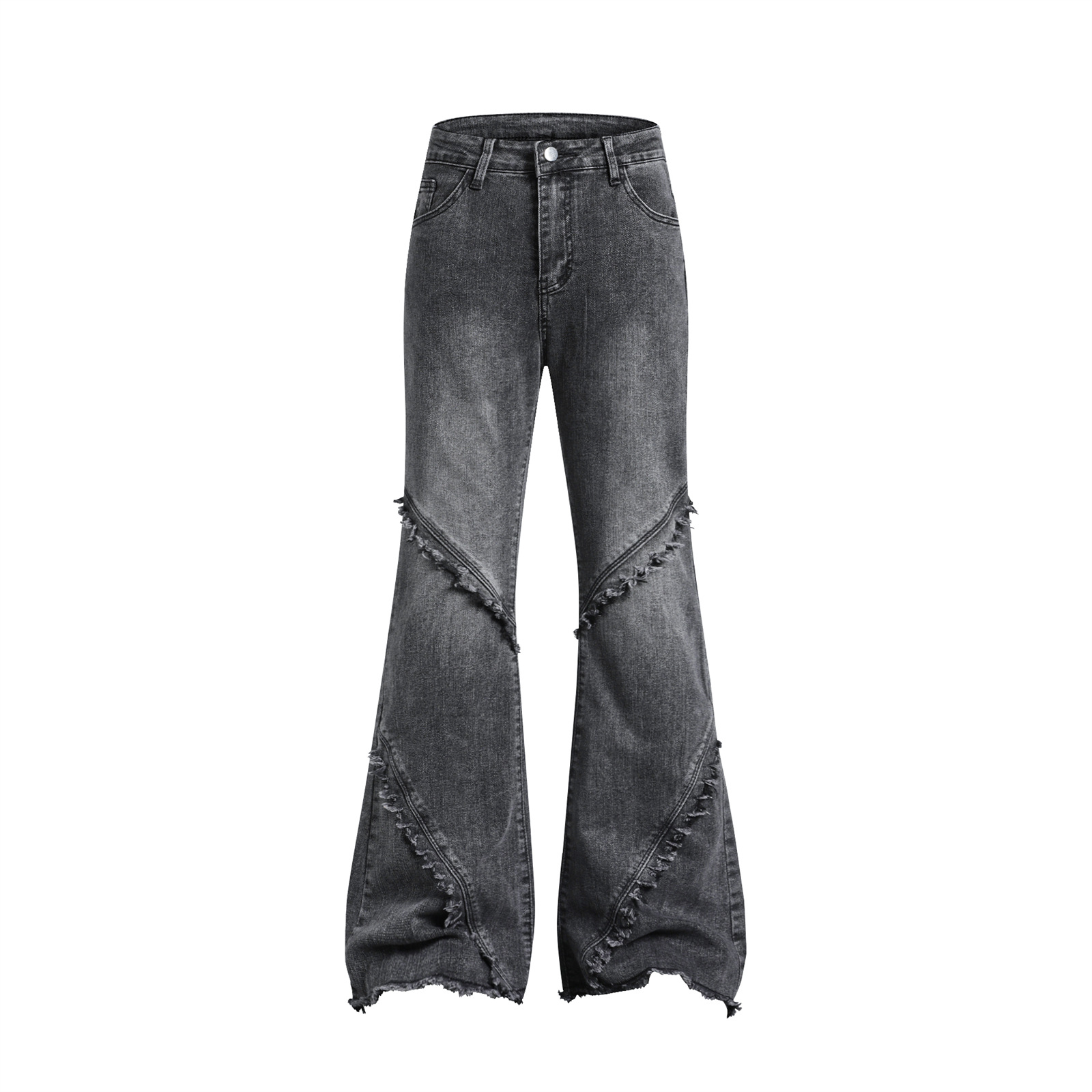 Patchwork Fringe Flare Wide-Leg Denim Jeans WN15042 – WONDER NOAH