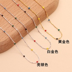 S925纯银可爱彩珠项链彩豆豆链多巴胺色锁骨链韩系ins风裸链素链