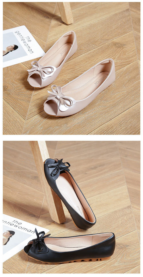 Dép sandal nữ mũi cá tính thanh lịch thắt nơ đế mềm chống trơn — Màu trắng, Màu đen, Vàng địa phương chi tiết 21