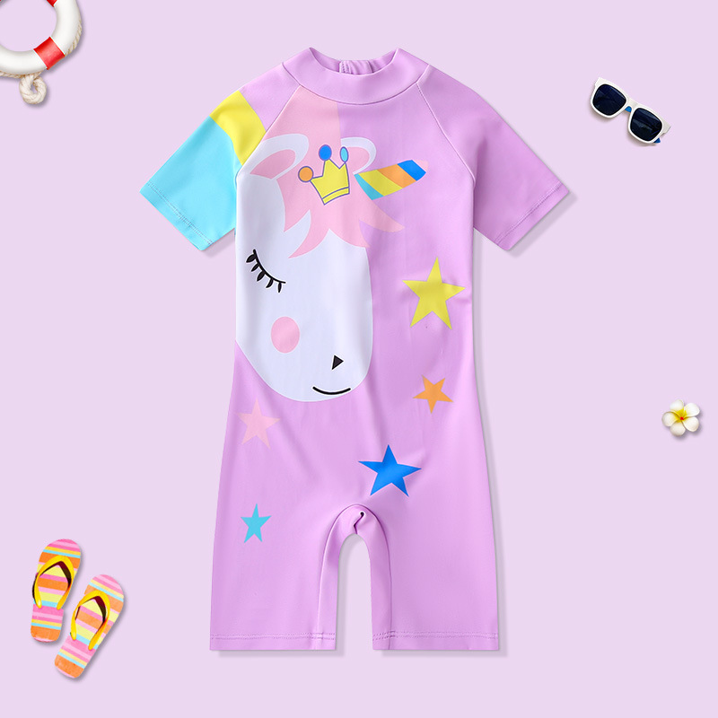 Traje de baño para niños traje de baño de una pieza de dibujos animados para niños playa protección solar secado rápido niños y niñas bebé traje de baño de vacaciones junto al mar