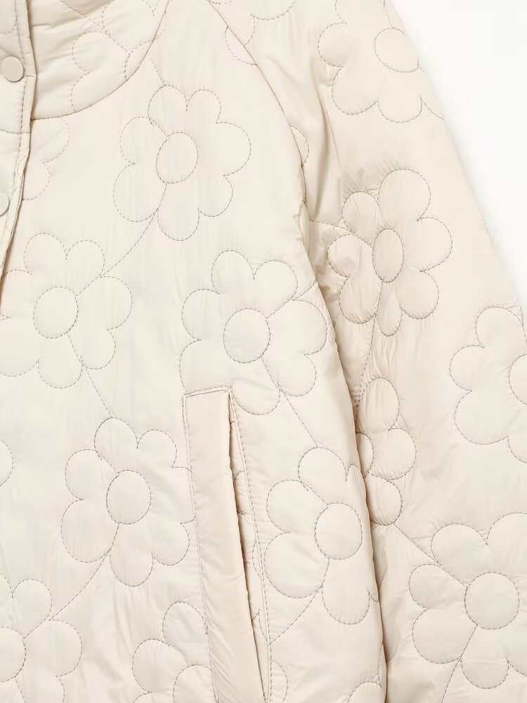 Damenbekleidung Herbst Winter neue blumenbedruckte Baumwolljacke_voghion.com