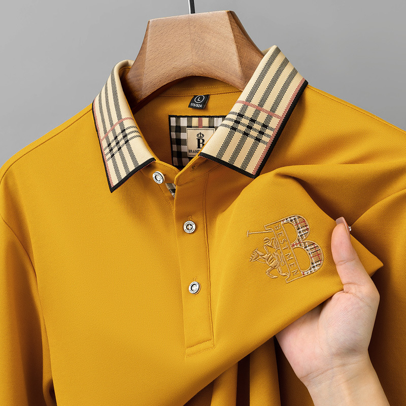Authentic Paul Polo Shirt Men's Plaid Collar Base Shirt Men's Polo Shirt Long-Sleeve T-Shirt Business Casual Embroidery Authentic Paul Polo Shirt Men's Plaid Collar Base Shirt Men's Polo Shirt Long-Sleeve T-Shirt Business Casual Embroidery