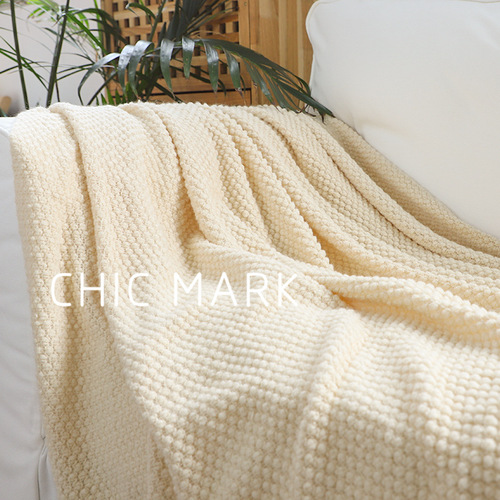 Morandi solid color knitted throw blanket for homestay bed rail decoration, bed cover, lightweight luxury napkin blanket, shawl throw blanket, sofa blanket