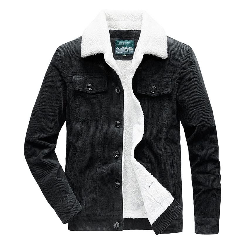 Abrigo de lana de cordero para hombre Otoño e Invierno engrosado abrigo de algodón acolchado PANA ropa de trabajo chaqueta acolchada de algodón chaqueta de pana vintage forrada de lana