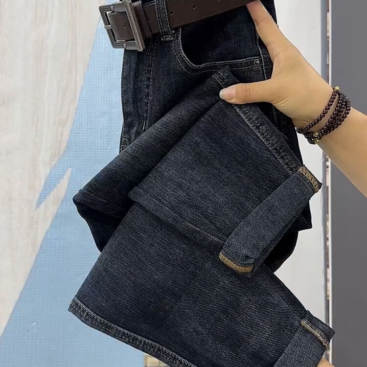 加厚绒高腰弹力哈伦牛仔裤女秋冬宽松显瘦梨形身材九分萝卜老爹裤|undefined