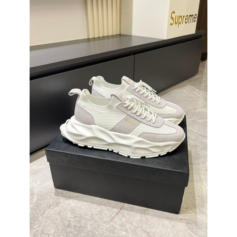 2025 New Bos European Station Luxury Men's Shoes Star Same Style Men's Casual Suede Leather Spliced Mesh