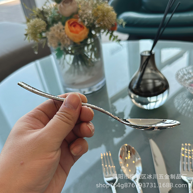 ミラノ夢幻ハンマー】ナイフフォークスプーンセット304ステンレス洋食ホテルレストランステーキ食器3点セット|undefined