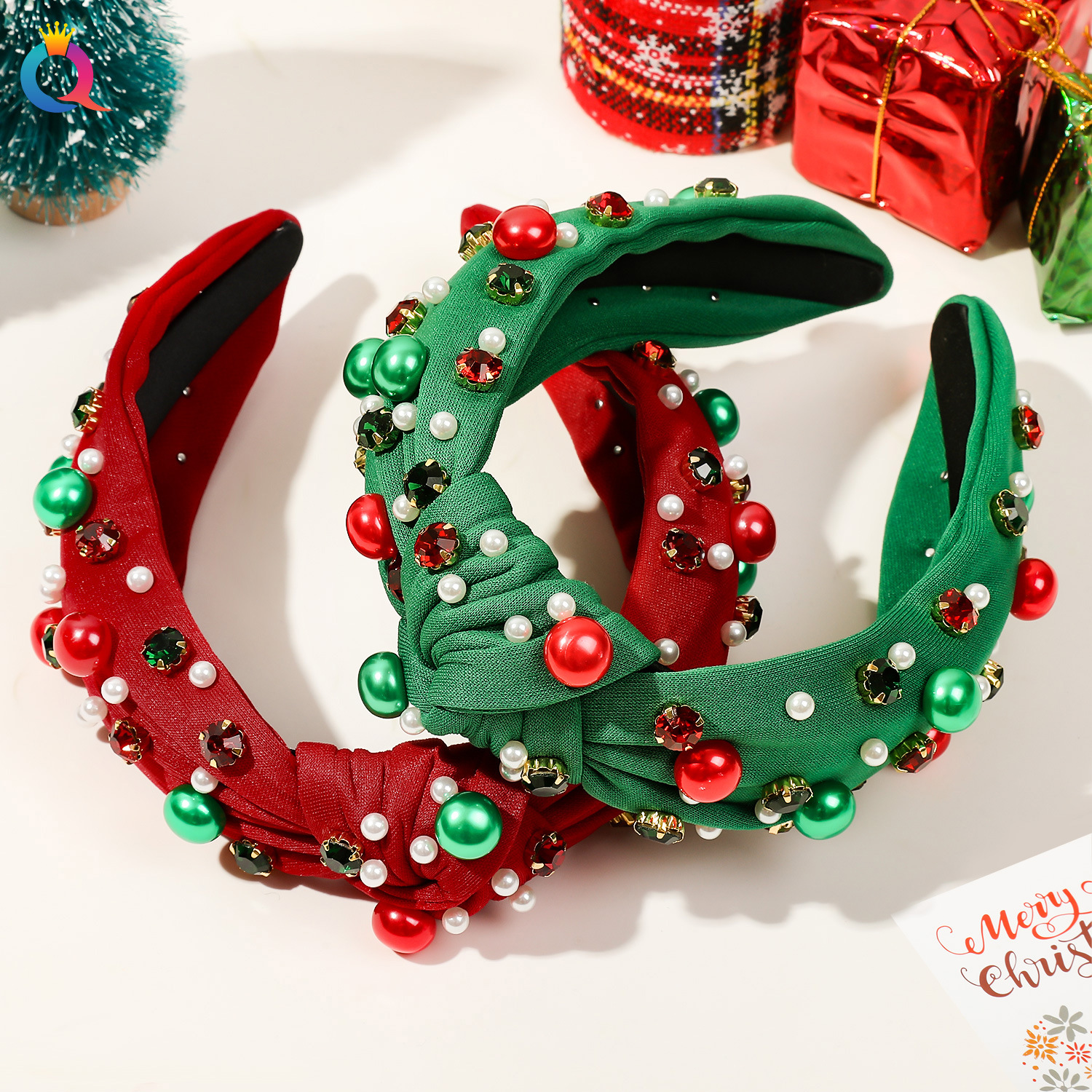 Weihnachts-haarreif Mit Strass Und Perlen Für Damen_voghion.com