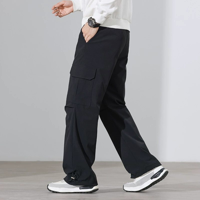 Белые утиные пуховые брюки свободные расклешенные брюки Мужские повседневные брюки Гонконг ветряные брюки