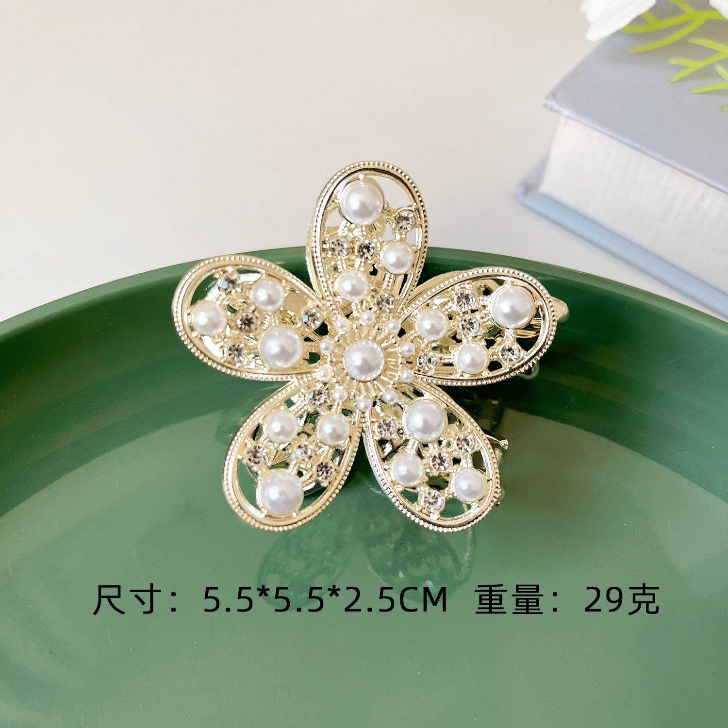 Luz de lujo nuevo simple tamaño grande flores de tiburón metal de alto volumen clip de cabello detrás de la cabeza bandeja clip de cabello accesorios para el cabello