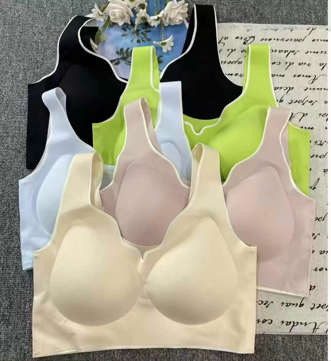 778 stock taza fija novia ropa interior de látex mujer sin anillo de acero sujetador cómodo fruncido chaleco deportivo al por mayor