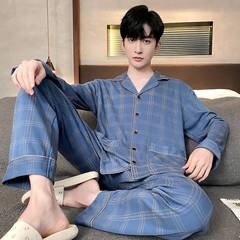 5A抗菌男士睡衣套装纯棉长袖春秋2025新款青少年全棉夏季男款家居