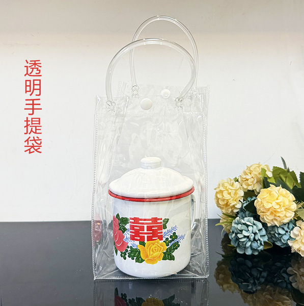 New nostalgic floral double happiness enamel cup old-fashioned iron…