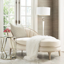 美式布艺贵妃椅单人沙发懒人躺椅简约现代实木贵妃榻客厅软装家具