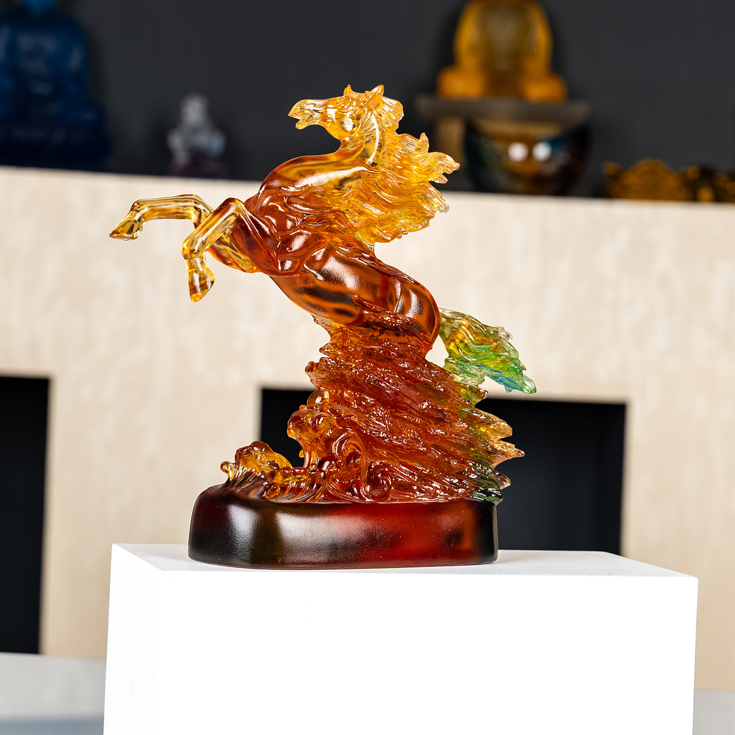 琉璃马摆件办公家居创意装饰工艺品马到成功生肖马礼品奖杯