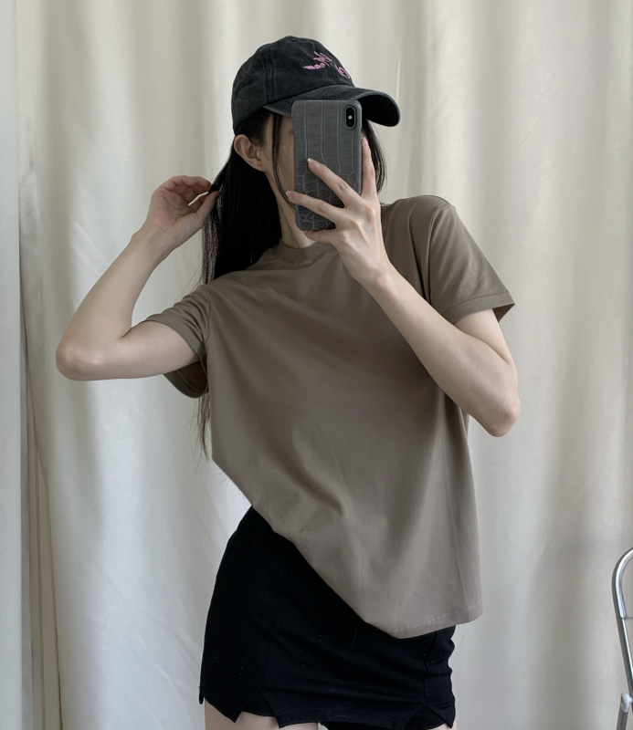 来自金姐的神奇面料与剪裁sk*ms马卡龙短袖T恤莫代尔云感bf上衣|undefined