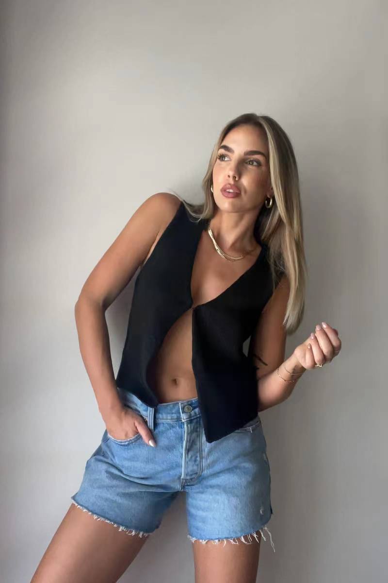 140g Weight Vest Outerwear Type Sleeveless Sleeve Length Wholesale Women's Casual Classic Style Solid Color Sleeveless Tank Tops