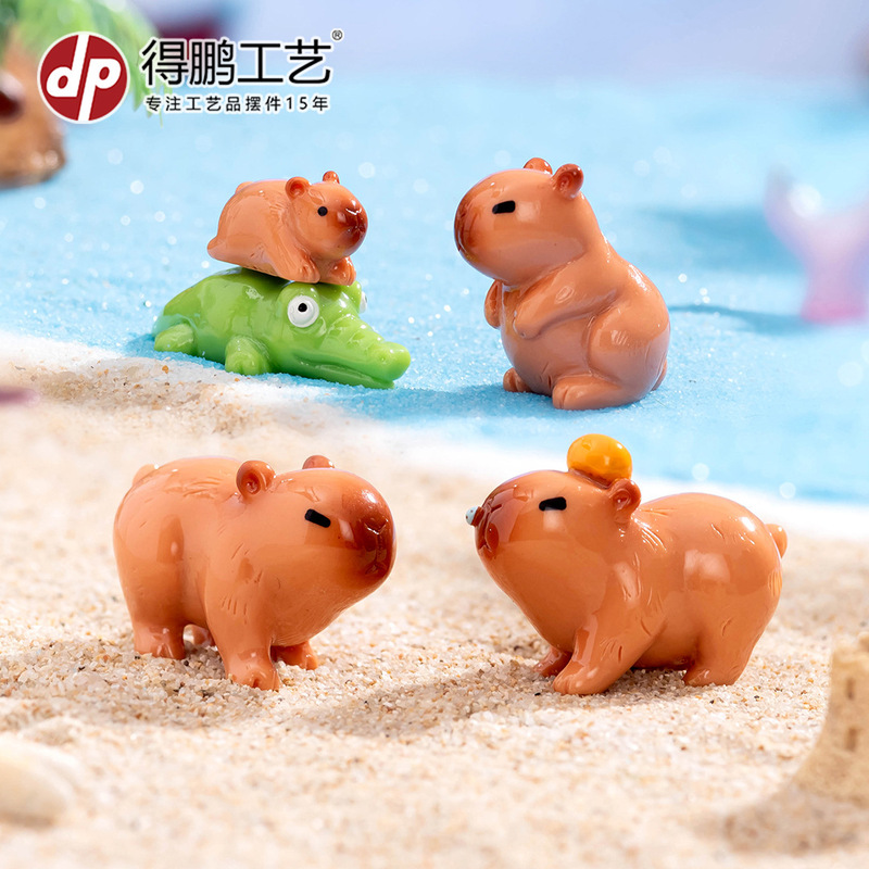 微景观创意可爱水豚卡皮巴拉小公仔diy装饰品配件车载桌面小摆件|undefined