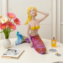 跨境创意树脂工艺品美人鱼桌面摆件花园露台庭院装饰水池鱼缸布置