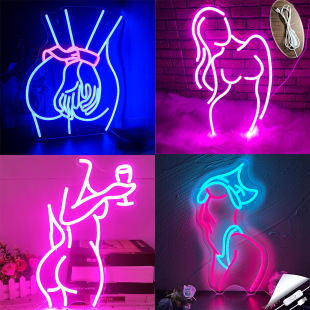 Cross-Border E-Commerce Bar Beauty Decoration Neon Light Sexy Girl Lifting Glass Custom Led Light Sign Shape