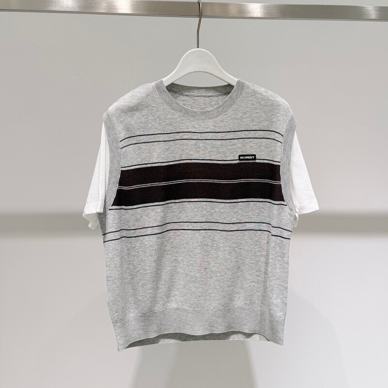 Mm Mai Mai 26 New Summer Style Light Gray Round Neck Spliced Breathable Casual Knitwear Top for Women 4H4231751 Mm Mai Mai 26 New Summer Style Light Gray Round Neck Spliced Breathable Casual Knitwear Top for Women 4H4231751