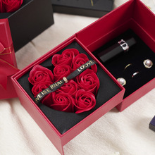 一件代发双层玫瑰礼物盒口红礼盒永生花饰品盒情人节生日包装盒子
