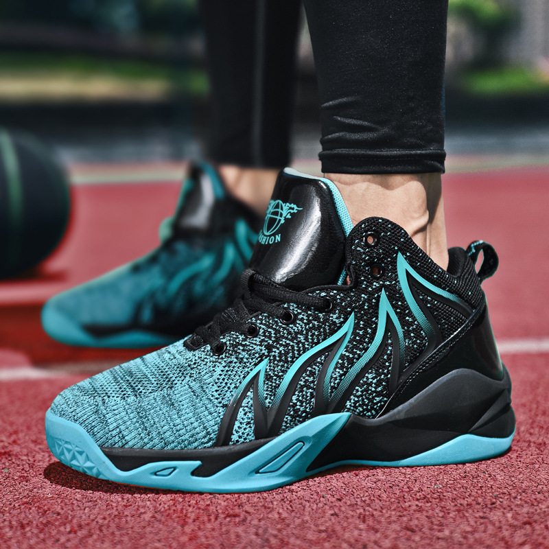 Cross-border sneaker new plus size mesh basketball shoes men's teenagers thick-soled casual sports shoes