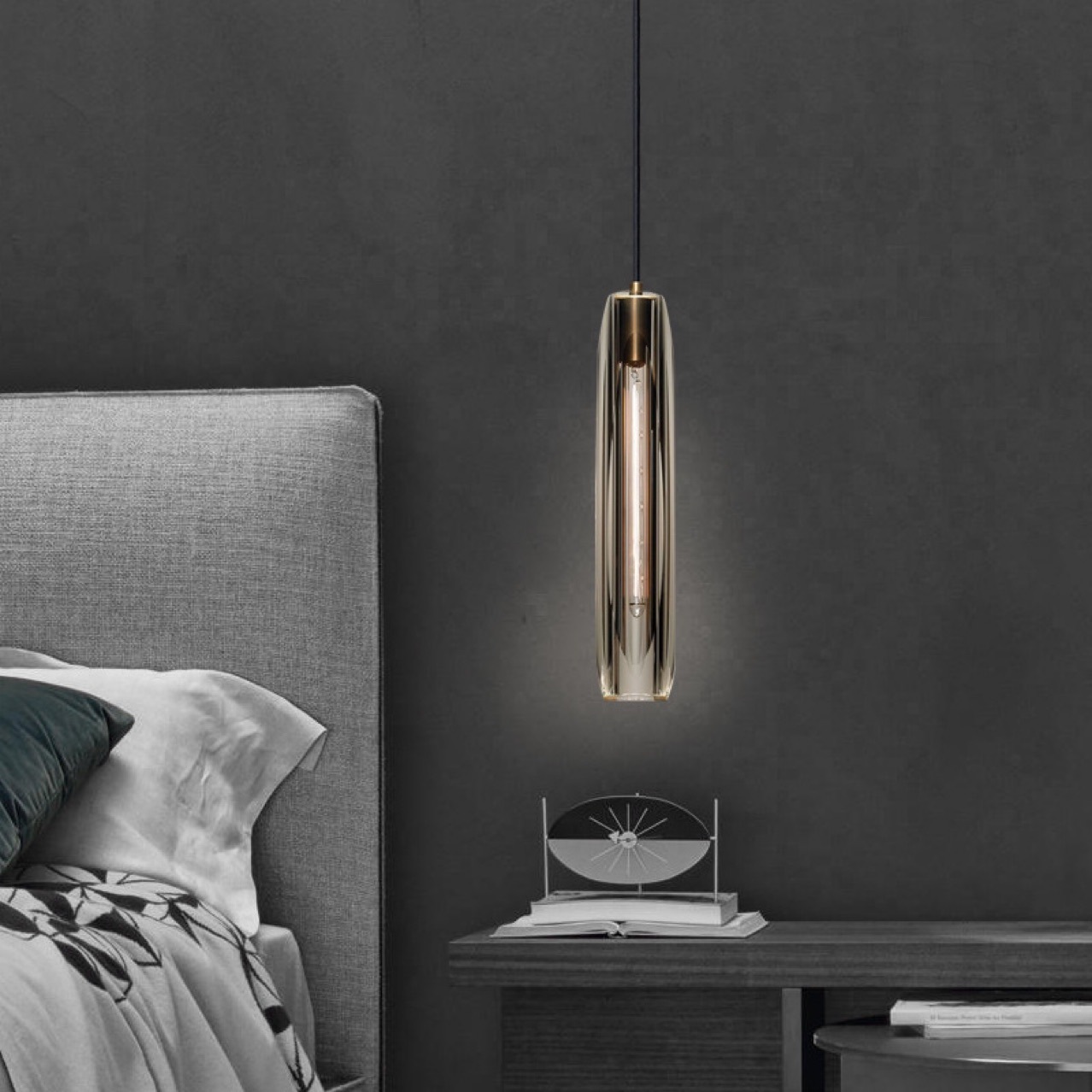 Simple Post-modern Bedroom Bedside Crystal Chandelier Designer Light Luxury Villa Restaurant Island Bar All Copper Small Chandelier