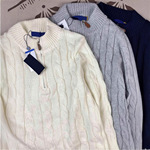 实拍RL拉夫小马标秋冬麻花情侣半拉链毛衣女立领刺绣针织衫男