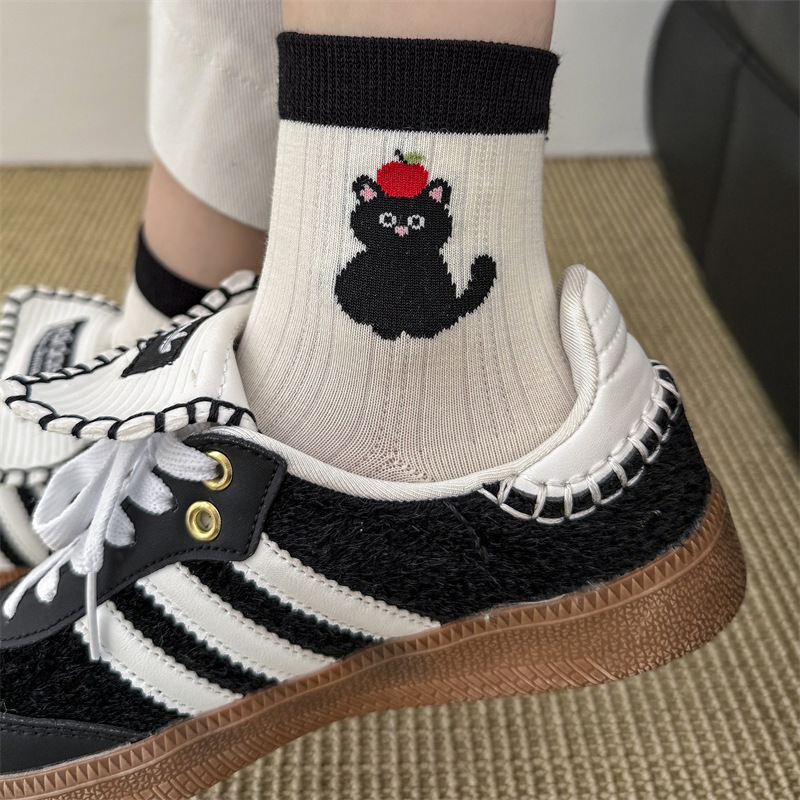 Socks for Girls Spring and Summer Boat Socks Cartoon Cute Sports AB with Birkenstock Shoes Cotton Thin Breathable All-match Short Socks