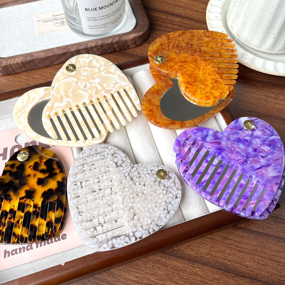 Otoño y invierno versátiles acético coreano leopardo espejo pein multifuncional espejo pein antiestático decoración integral