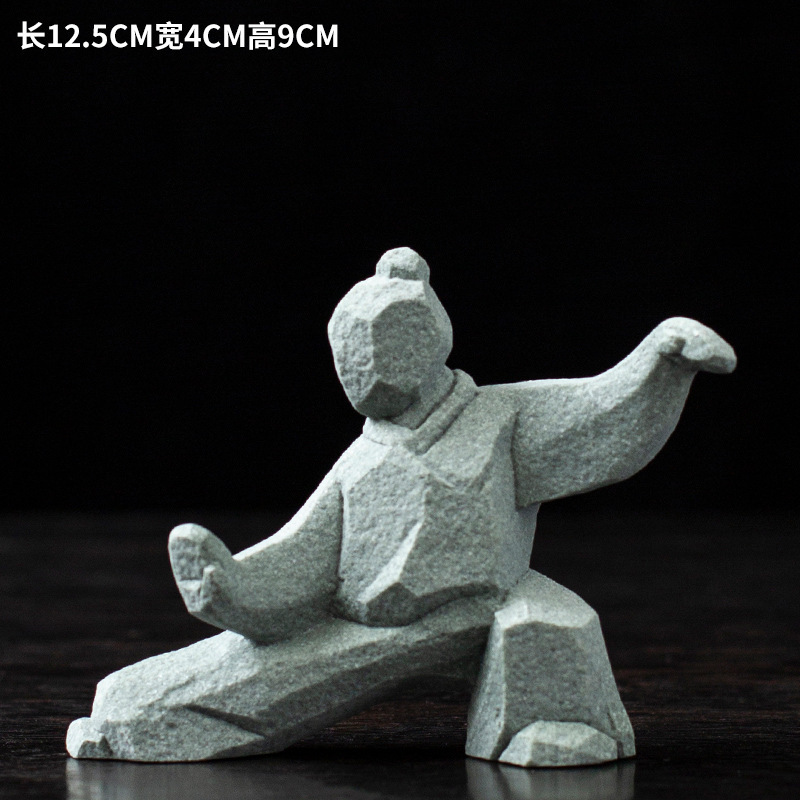 新しい中国風の太極拳カンフー武道キャラクタークリエイティブ装飾品ホームデスクトップティーテーブル造園茶ペット装飾工芸品|undefined