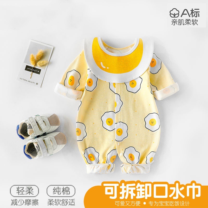 Bebé recién nacido mono puro algodón primavera y otoño hombre y mujer bebé mameluco babero mameluco ropa de luna llena 0-12month