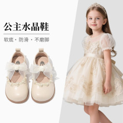 女童鞋子儿童公主水晶小皮鞋2025年新款闪亮女孩软底女宝礼服单鞋
