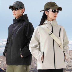 新款连帽外套舒适休闲摇粒绒聚热保暖外套防风户外休闲情侣软壳衣